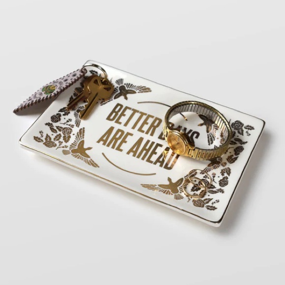 To Write Love On Her Arms Trinket Tray Better Days Are Ahead Gold Bird Ceramic - Picture 2 of 5